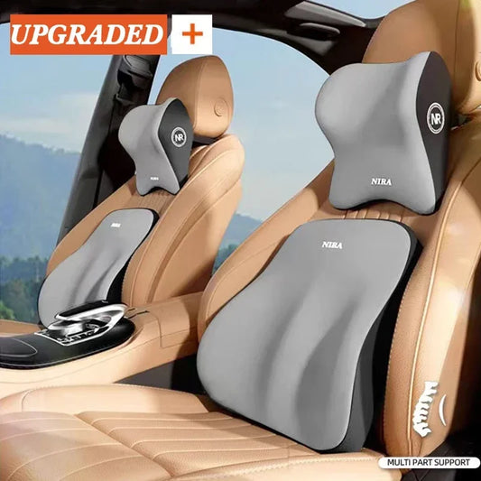 Memory Foam Car Headrest & Lumbar Cushion Set – Universal Comfort Support