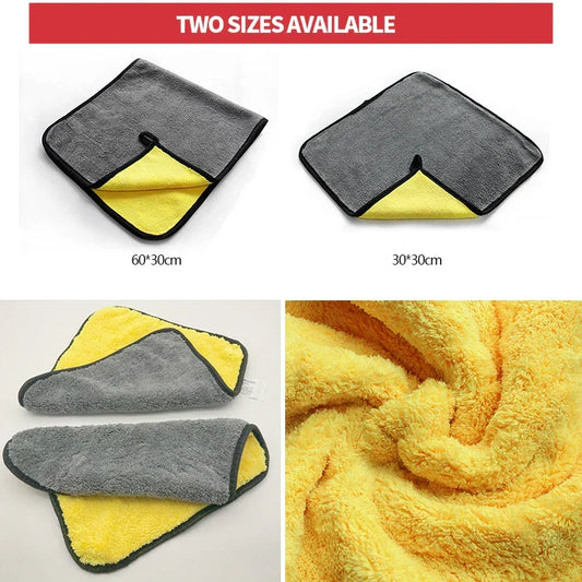 SEAMETAL Microfiber Car Washing Towel – 400GSM Double-Sided Coral Velvet Drying Cloth