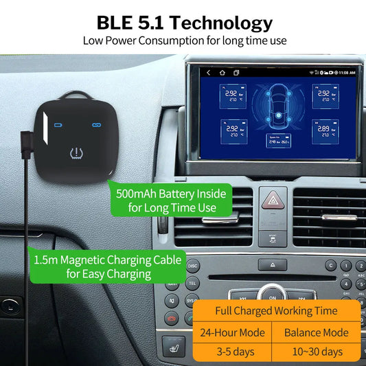 Deelife Car TPMS – Bluetooth Tire Pressure Monitoring System for Android & iOS