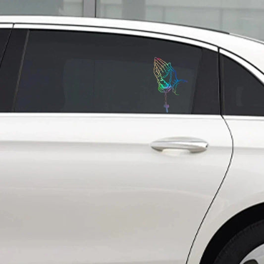 Car Interior Prayer Gesture Laser Stickers – Jesus Christ Decorative Car Styling Decals