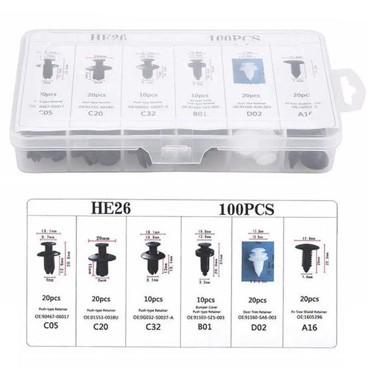 Auto Fastener Clip Mixed Set – Car Body Push Retainer Pins, Rivets & Bumper Door Trim Panel Fasteners