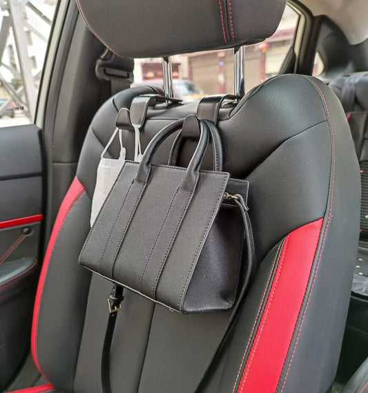 4PCS Car Headrest Hooks – Seat Back Organizer Hanger Clips for Bags & Accessories