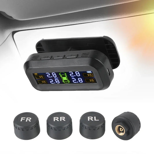 Tire Pressure Monitoring System – Solar Digital TPMS with Temperature Warning